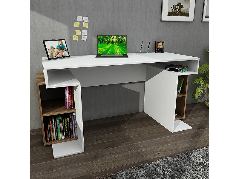 Schreibtisch Monument  Weiß Walnuss