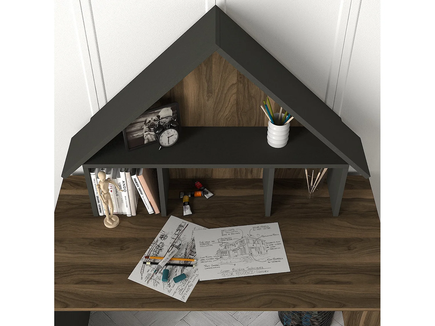Schreibtisch Denver Walnuss Anthrazit