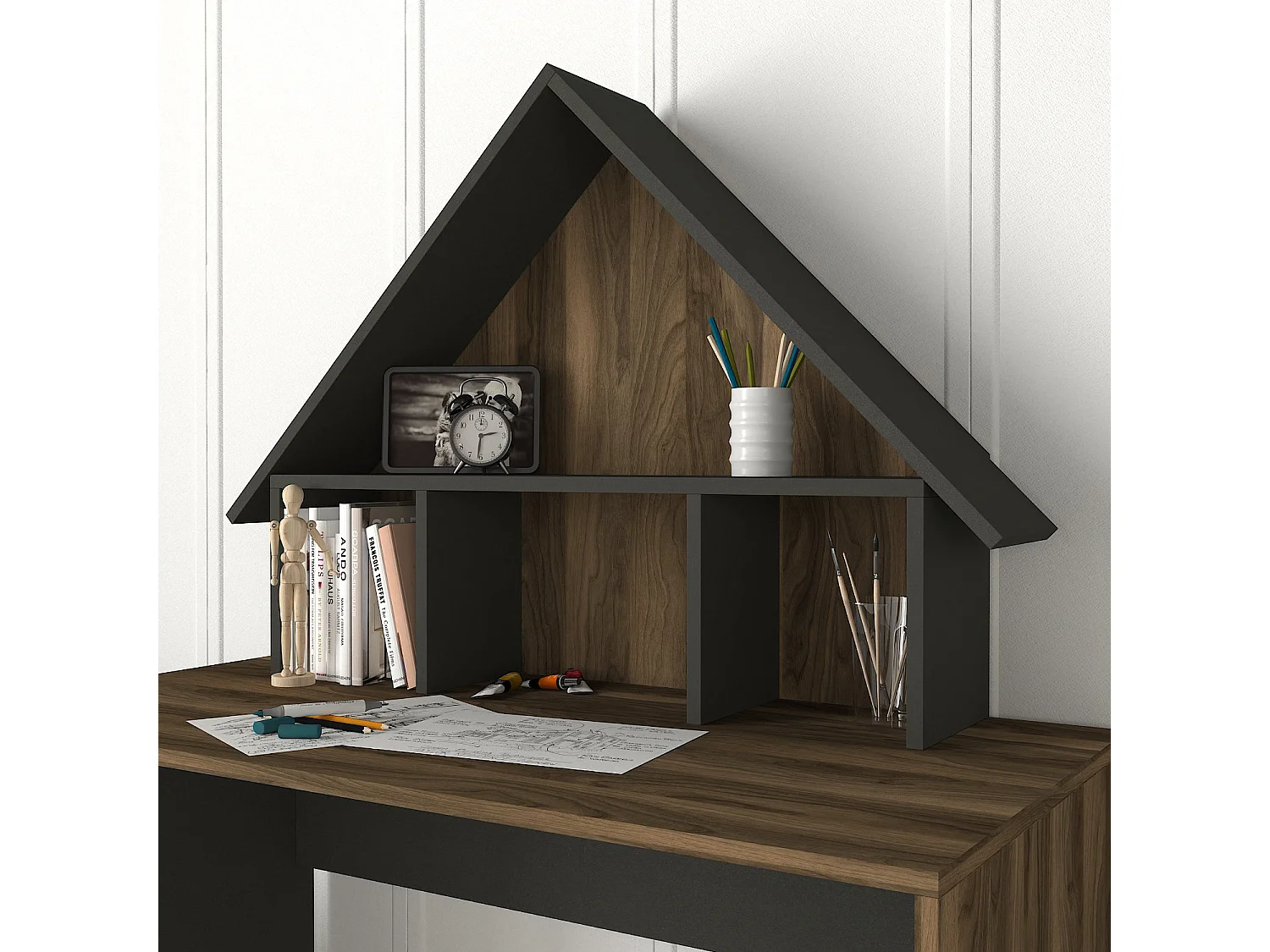 Schreibtisch Denver Walnuss Anthrazit