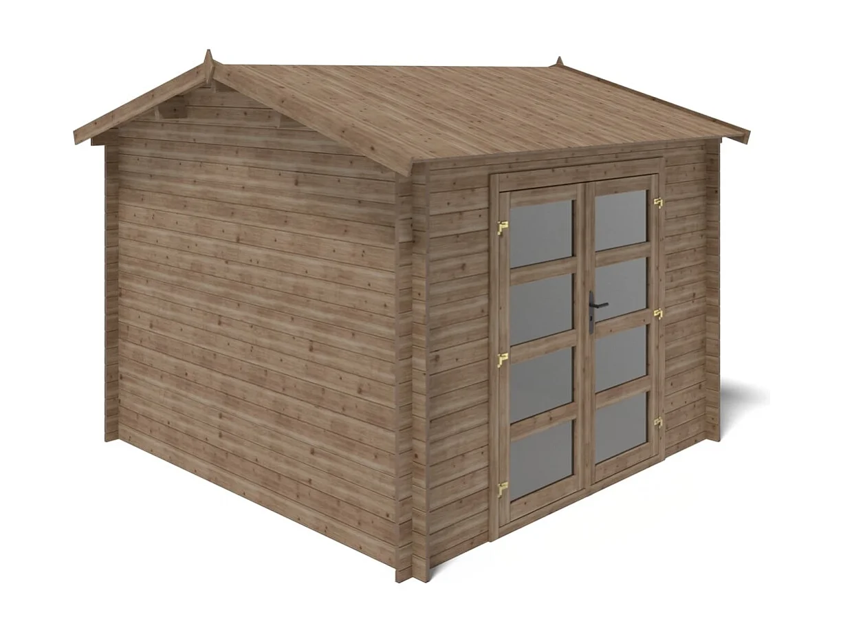 Abri de jardin en bois - 9m2 - 3x3m - Traité - Ep. 28mm - Couleur: marron - DOM676 - ALTANKA