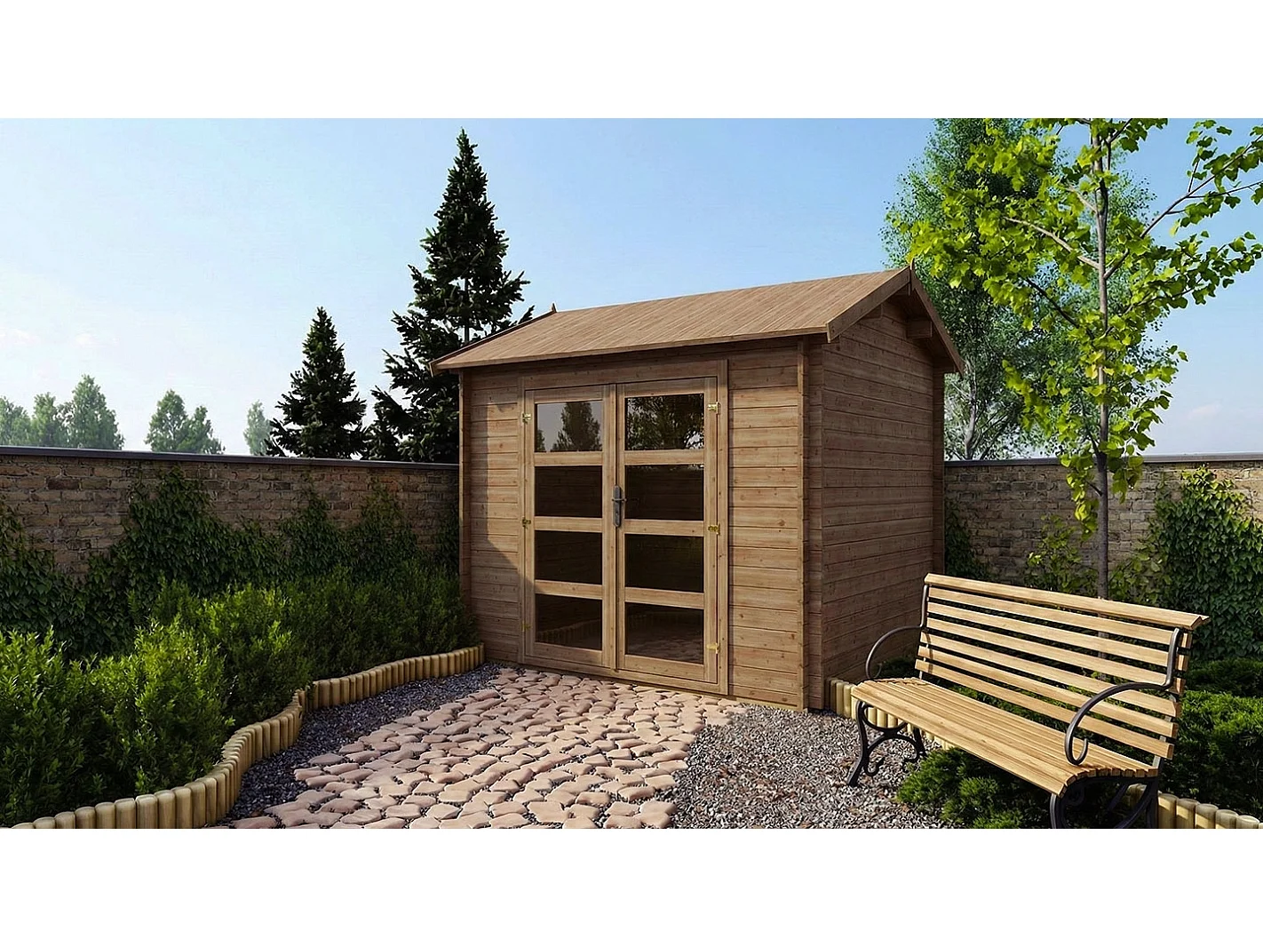 Abri de jardin en bois - 9m2 - 3x3m - Traité - Ep. 28mm - Couleur: marron - DOM676 - ALTANKA