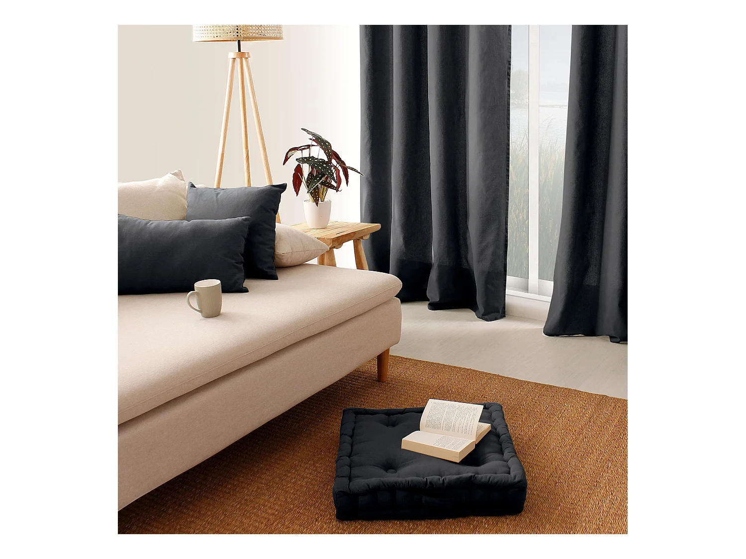 Coussin déhoussable uni en coton