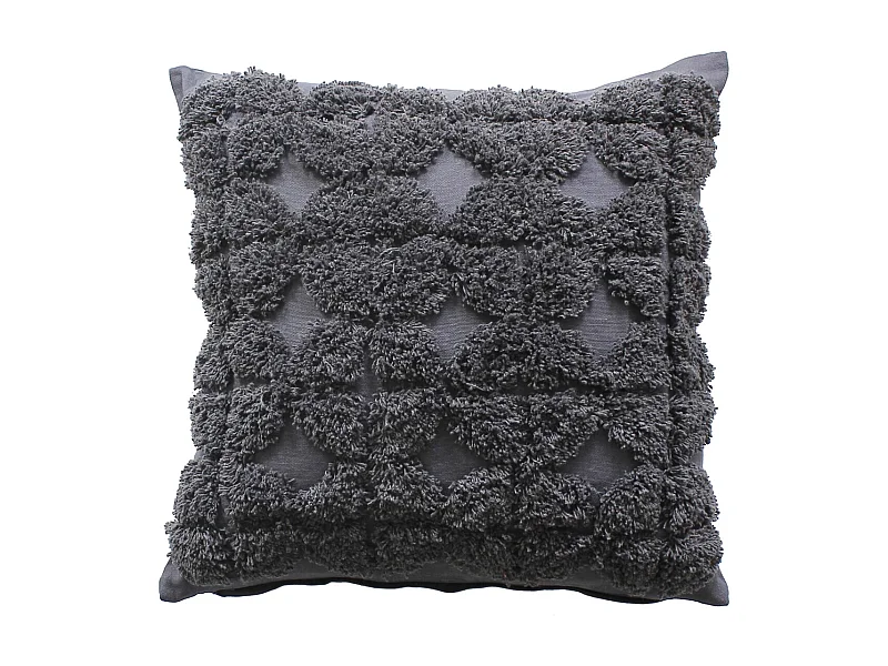 Coussin Déco Tufté "Bundi" 40x40cm Gris Foncé