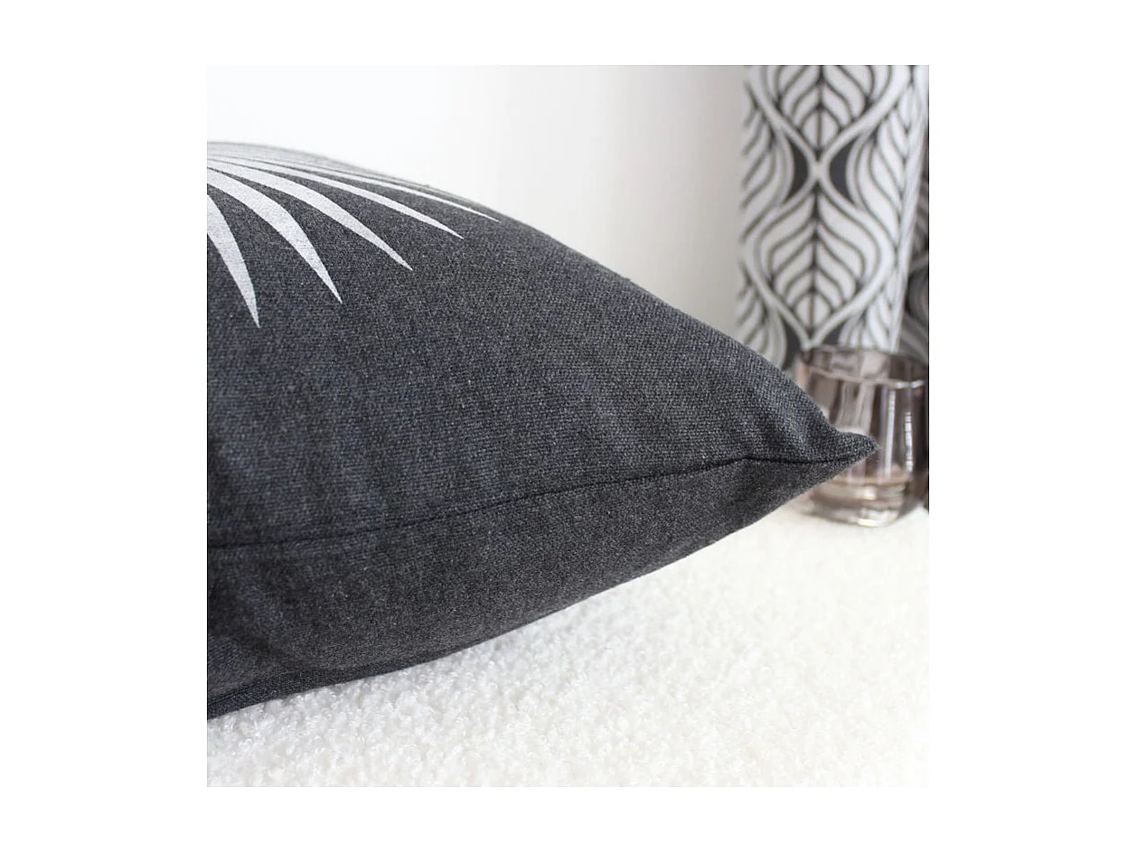 Coussin Déco Imprimé "Baya" 40x40cm Gris Foncé