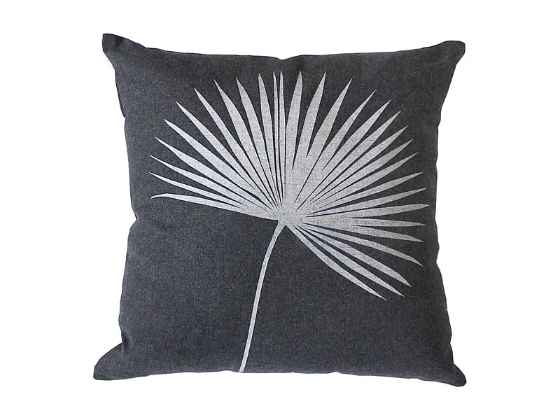 Coussin Déco Imprimé "Baya" 40x40cm Gris Foncé