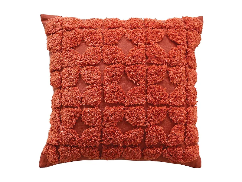 Coussin Déco Tufté "Bundi" 40x40cm Terracotta