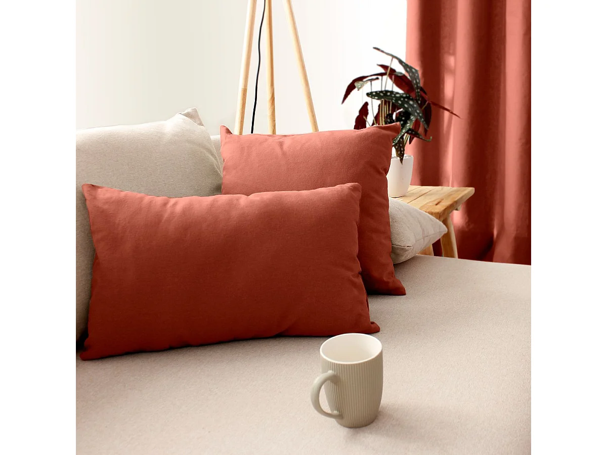 Coussin Déco Uni "Panama" 30x50cm Terracotta