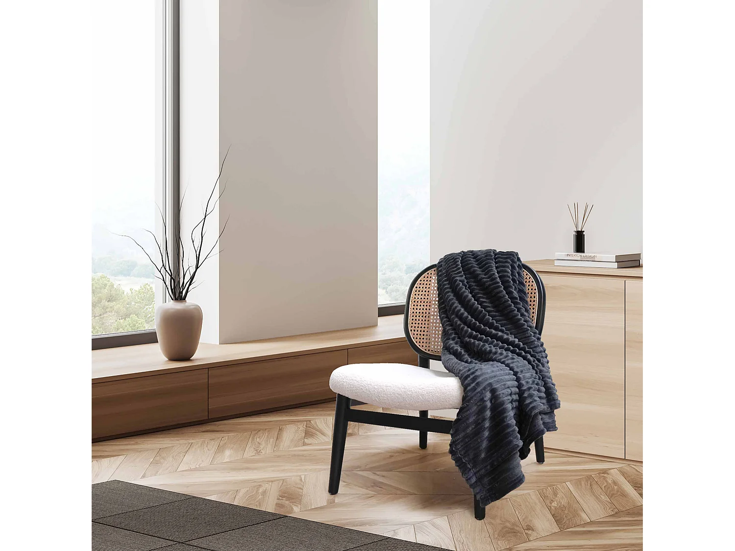 Couverture polaire à effet côtelé 3D