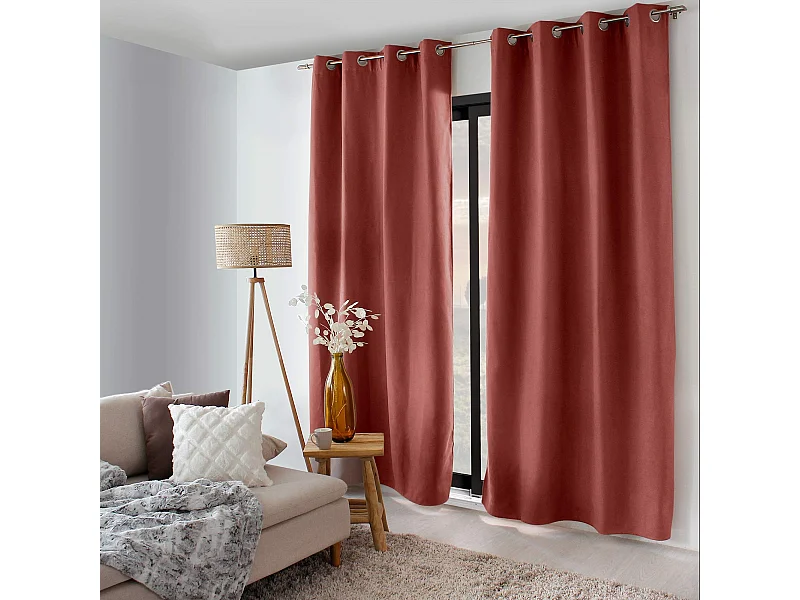 Rideau Thermique Occultant "Nordica" 135x240cm Terracotta