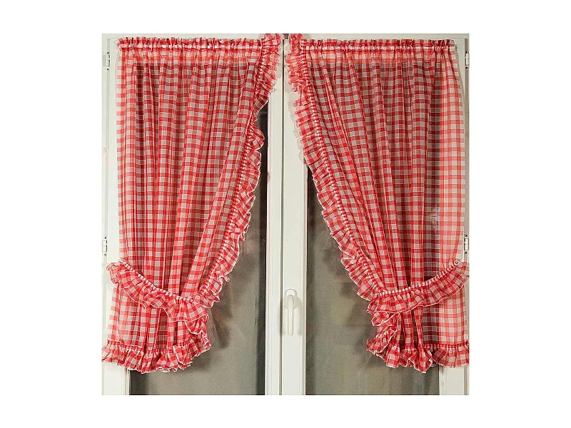 Par de cortinas de mujer con cuadros normandos