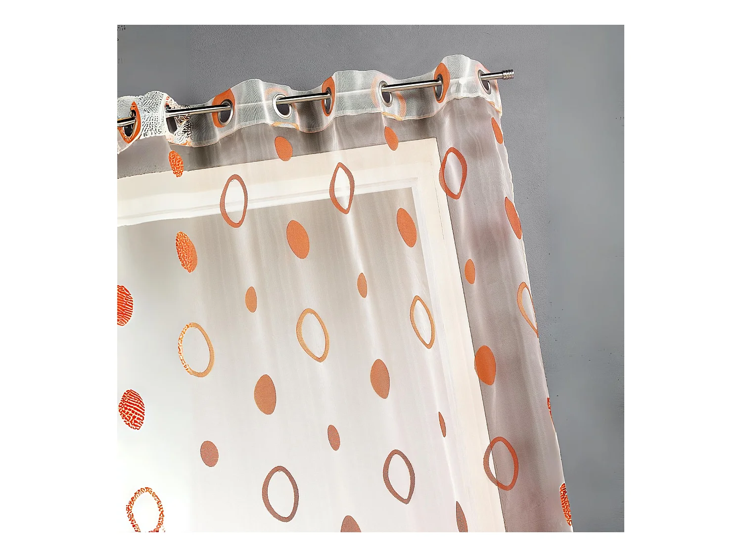 Visillo organza jacquard motivo círculos