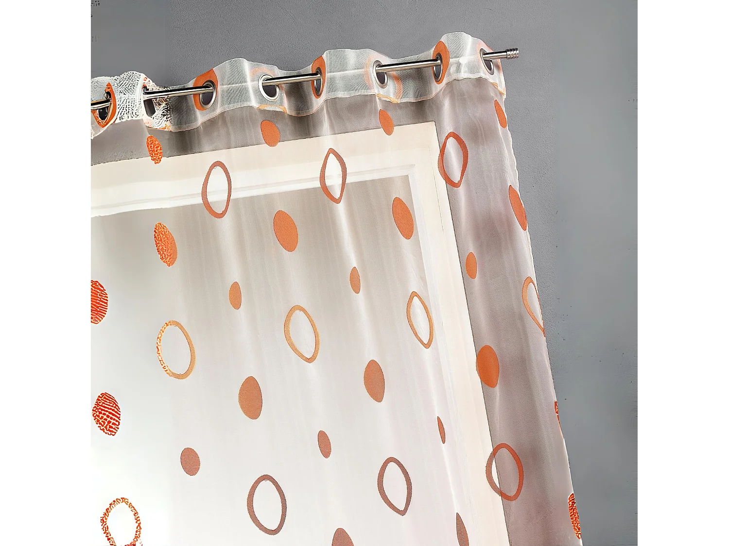 Visillo organza jacquard motivo círculos