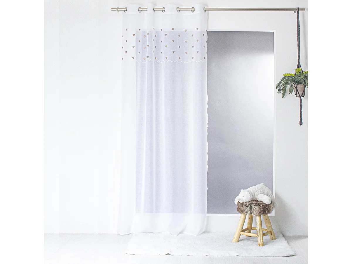 Rideau Voilage à Motif "Cœur" 140x240cm Beige