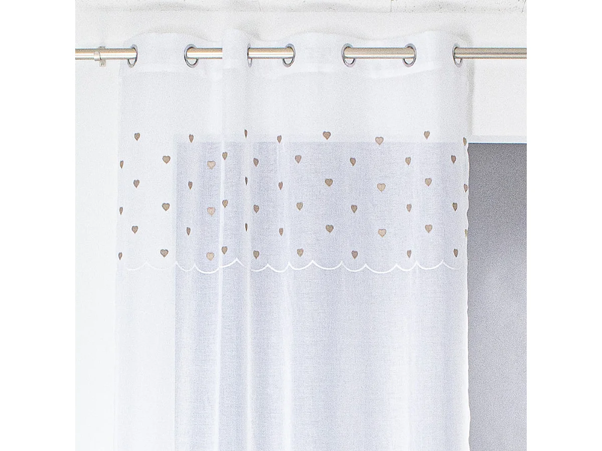 Rideau Voilage à Motif "Cœur" 140x240cm Beige