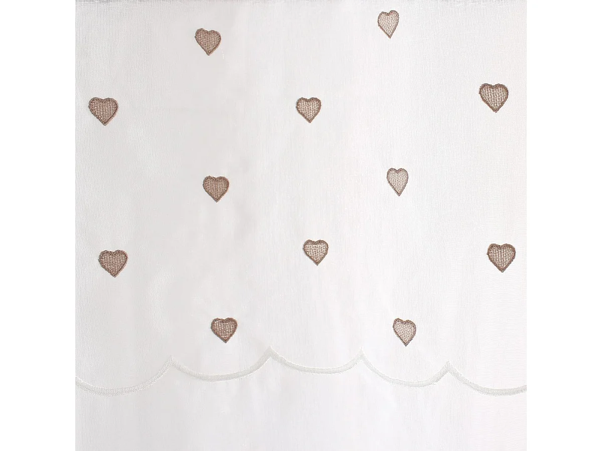 Rideau Voilage à Motif "Cœur" 140x240cm Beige