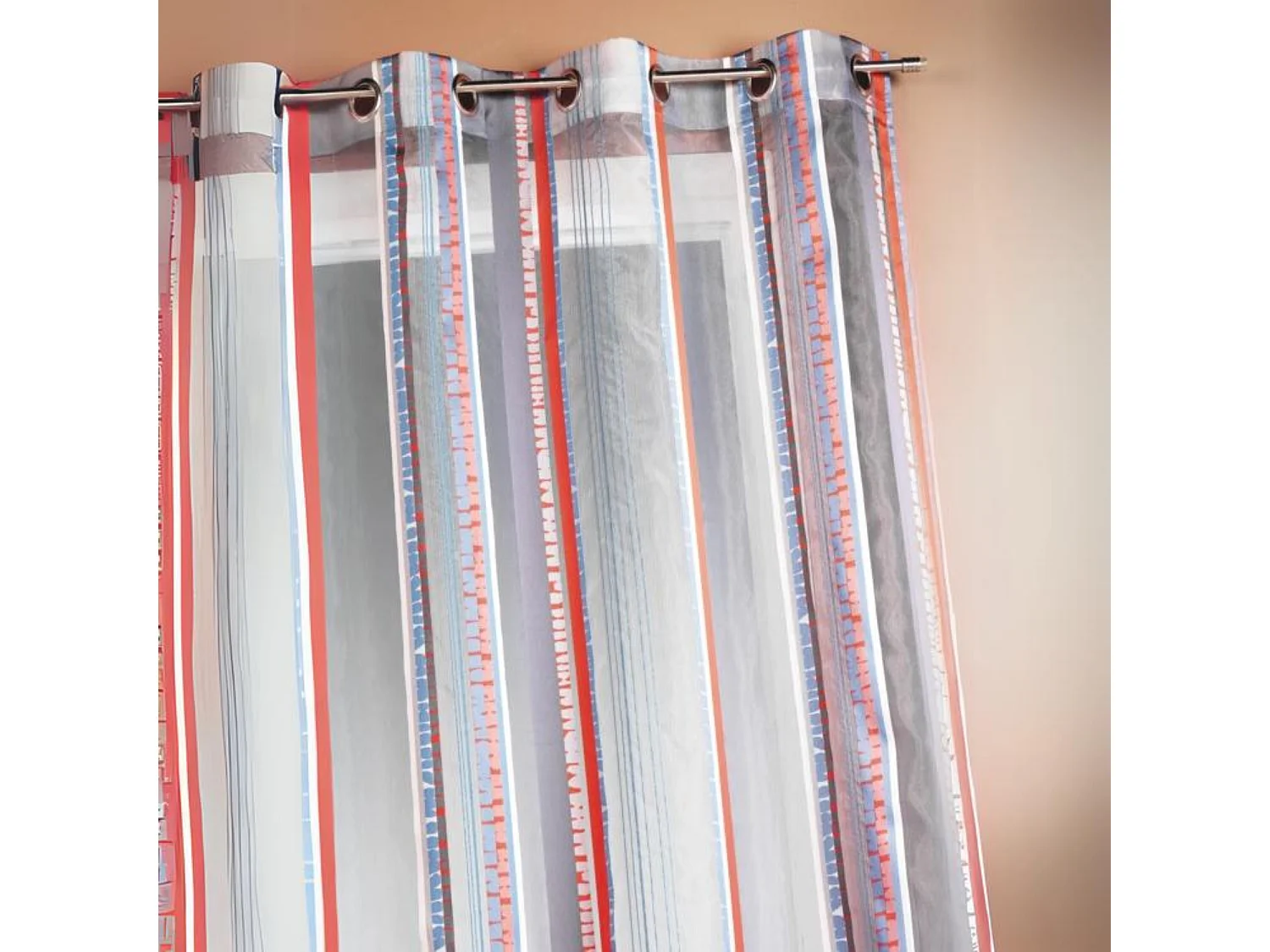 Voilage en organza jacquard à rayures verticales colorées