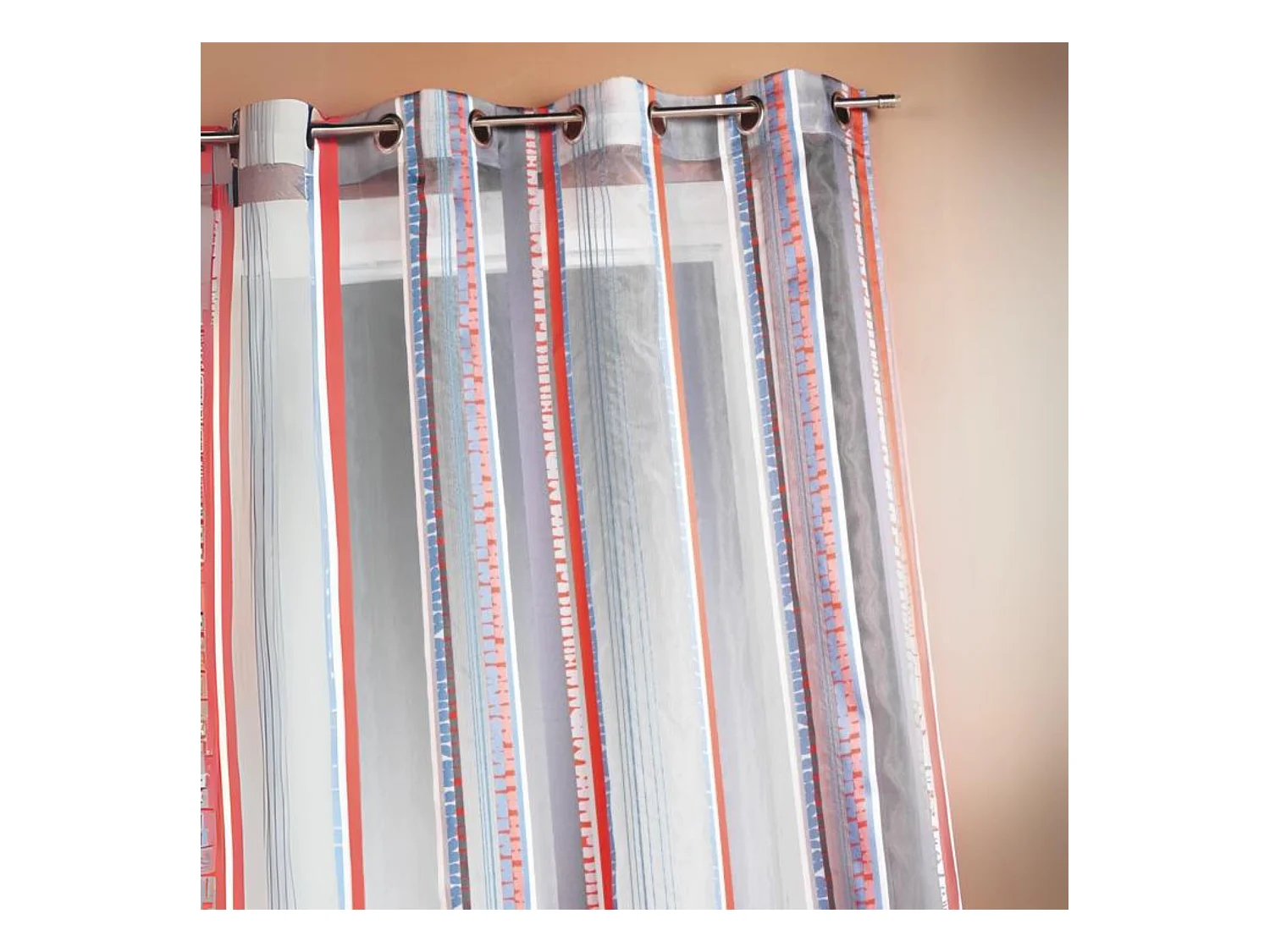 Voilage en organza jacquard à rayures verticales colorées