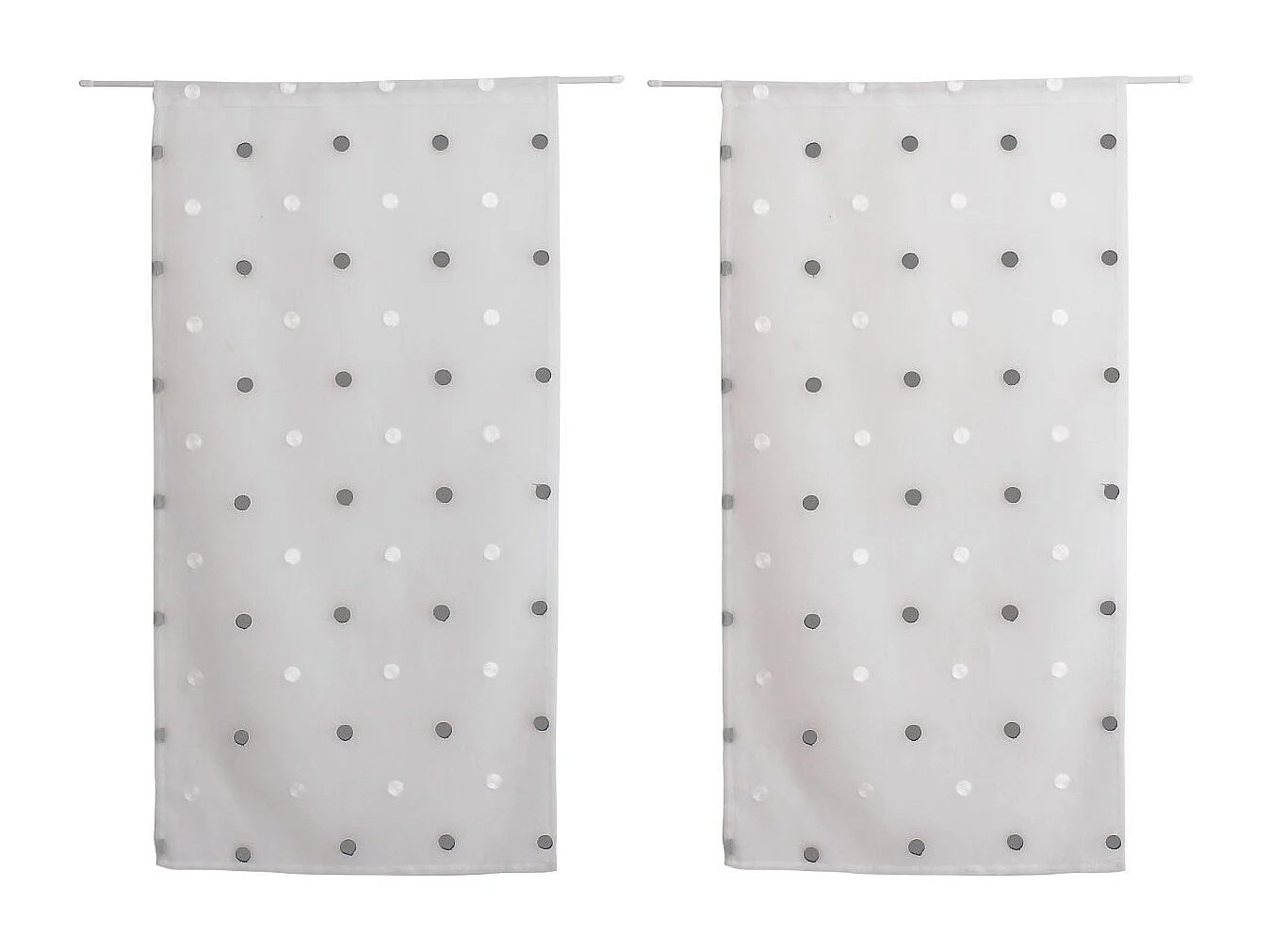 Paire de Voilages "Smarties" 60x90cm Blanc & Argent