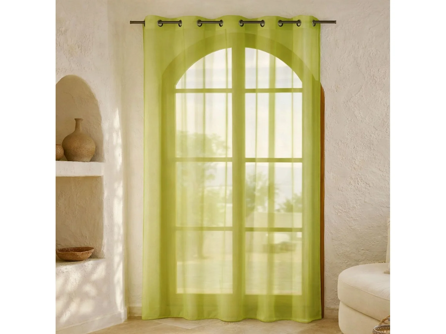 Gardine aus Etamine einfarbig mit Ösen