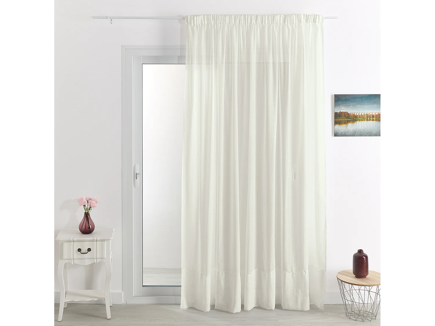 Voilage brodé cornely à galon fronceur