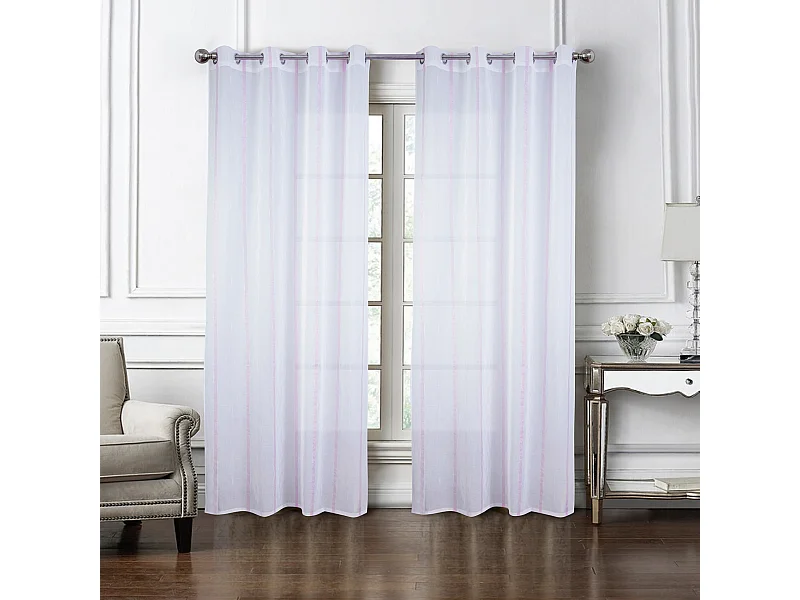 Paire de voilages à bandes verticales brillantes