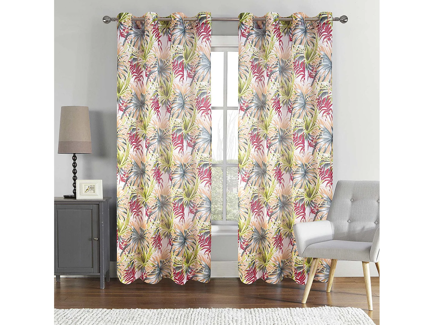 Par de visillos con estilo tropical