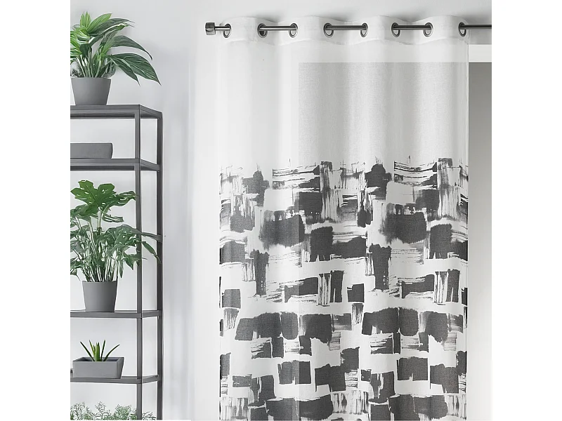 Visillo en Estameña Ligera Estampado efecto Cuadro