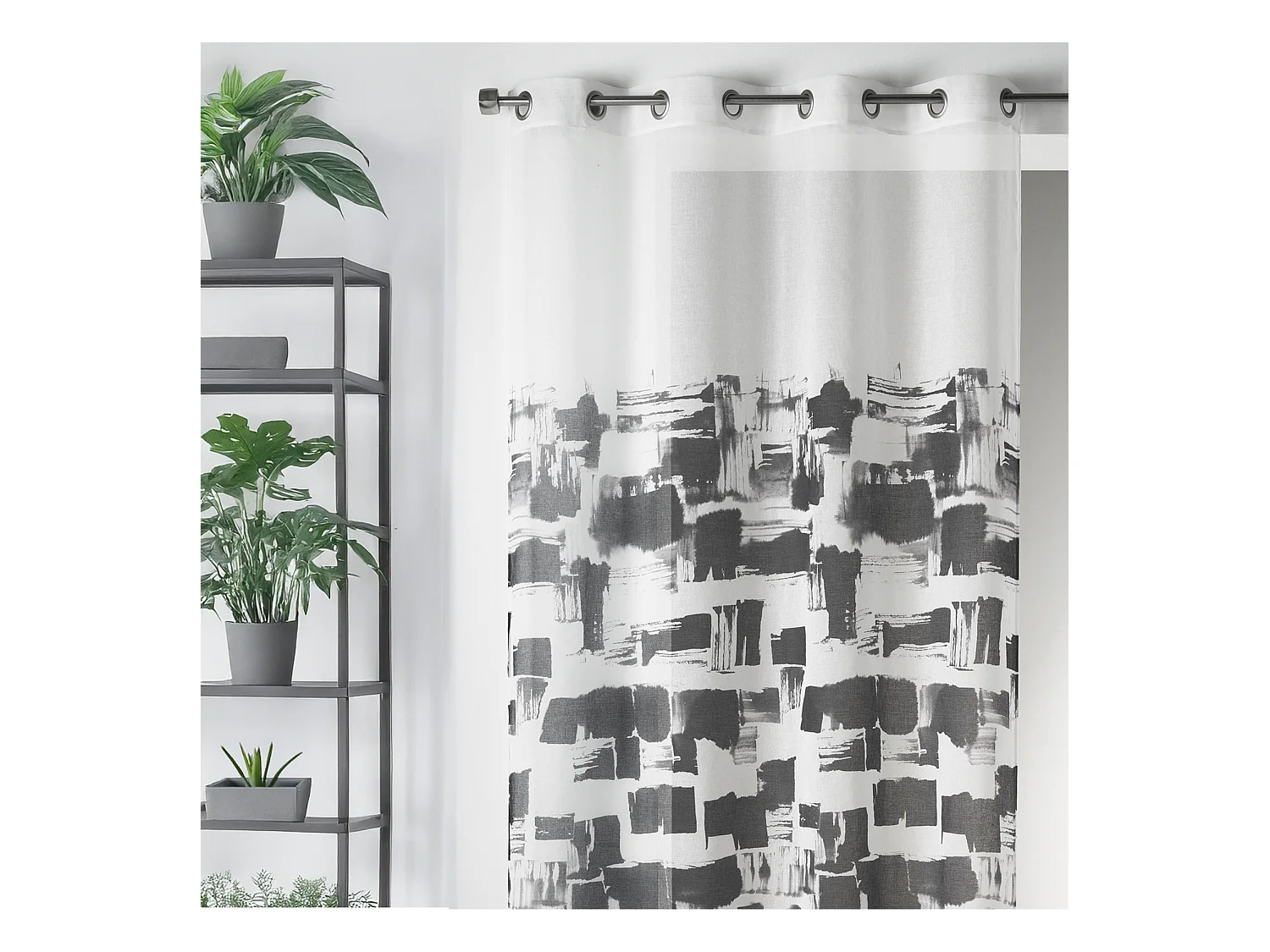Visillo en Estameña Ligera Estampado efecto Cuadro