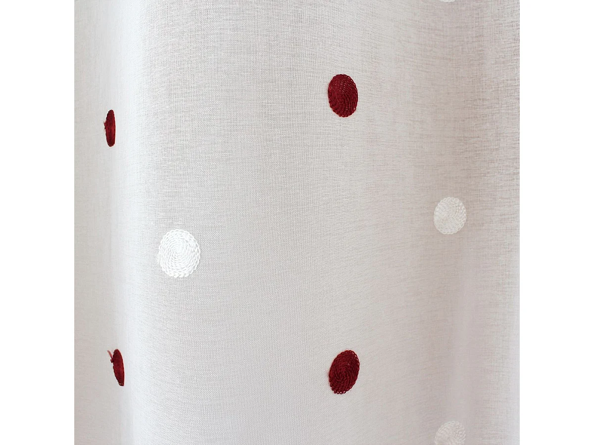 Rideau Voilage Avec Œillets "Smarties" 140x240cm Blanc & Bordeaux