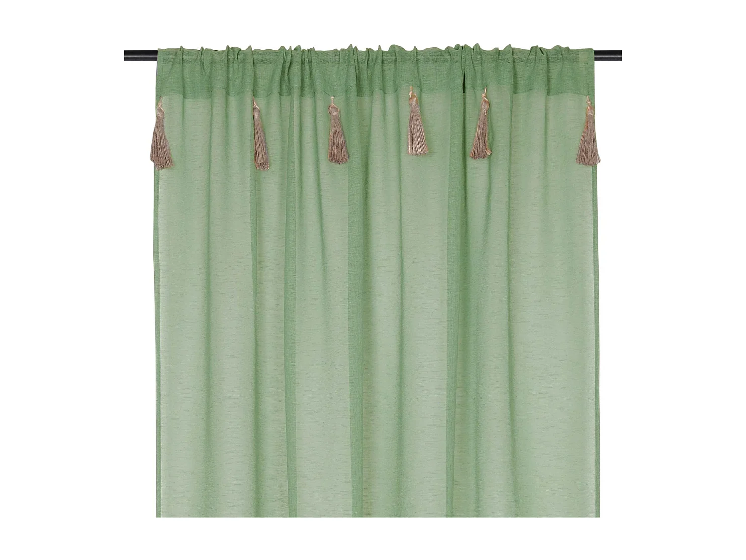 Boho-Vorhang mit Pompons aus Jute