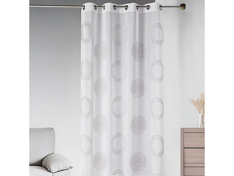 Visillo en estameña bordado círculo y redondel