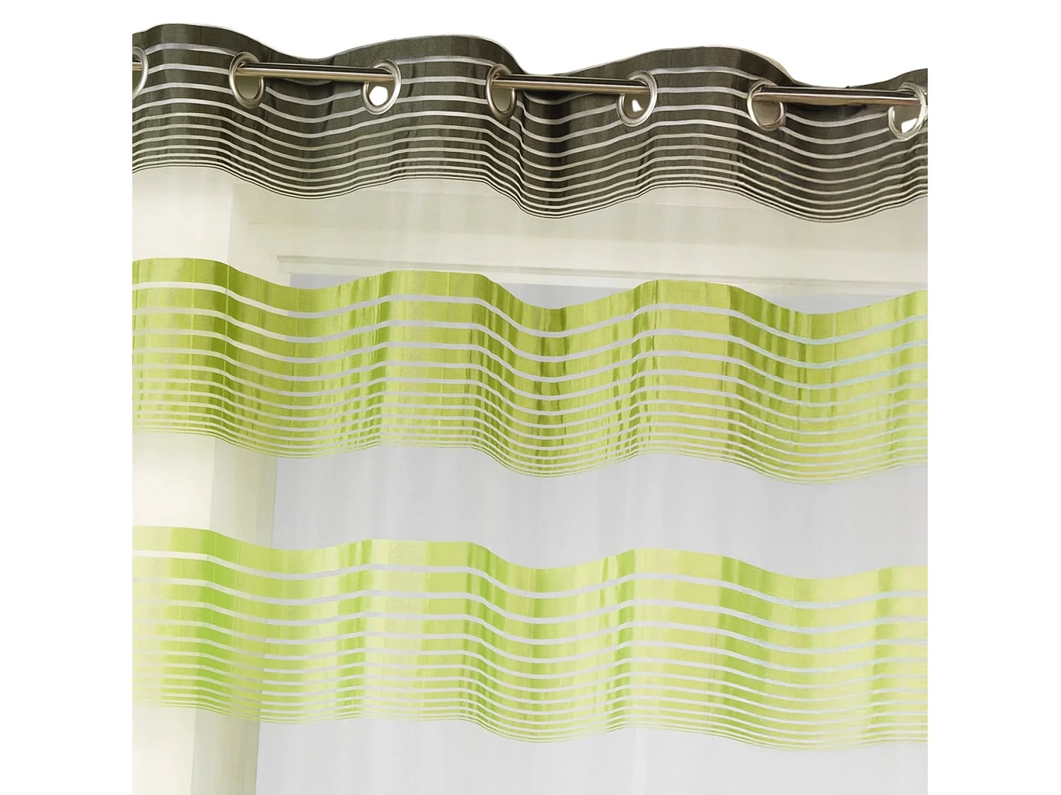 Visillo en organza a finas rayas horizontales