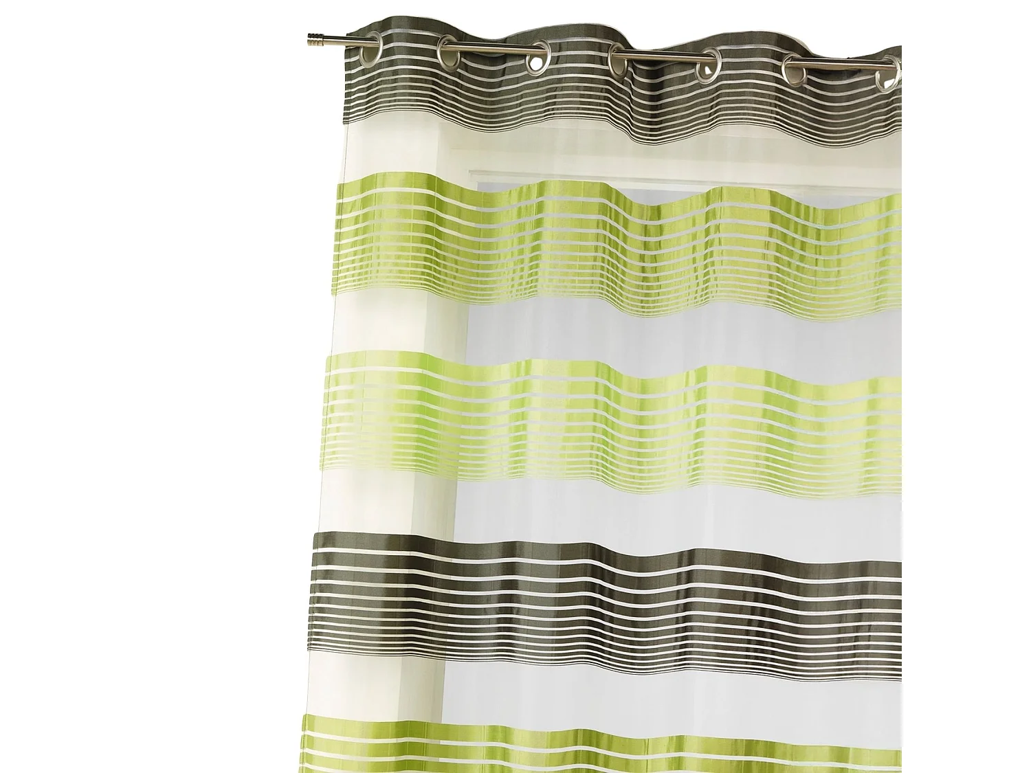 Visillo en organza a finas rayas horizontales