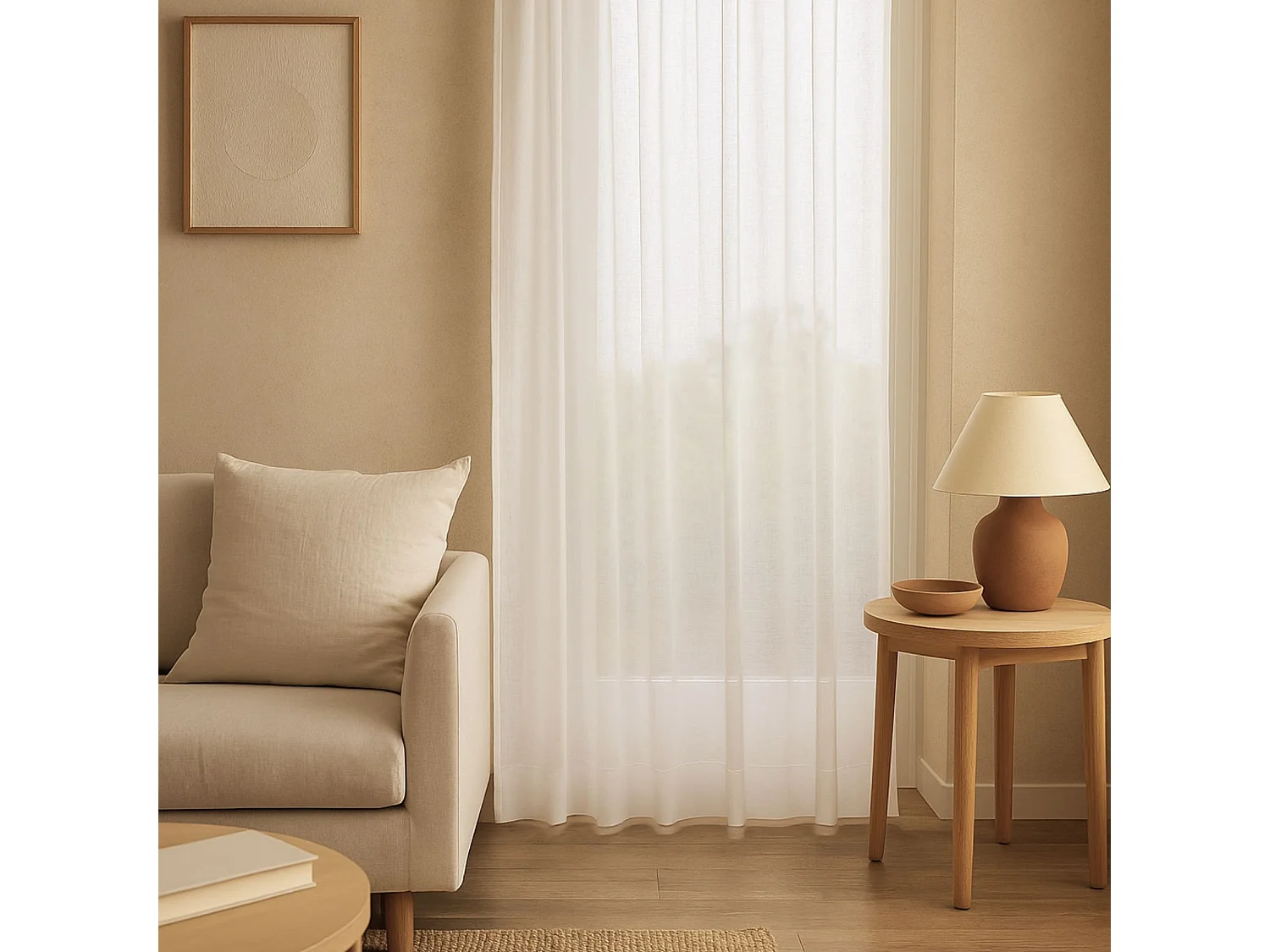 Rideau voilage poly-lin bas plombé