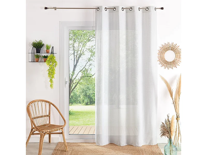Vorhang mit Ösen, uni aus Poly-Baumwolle und Leinen