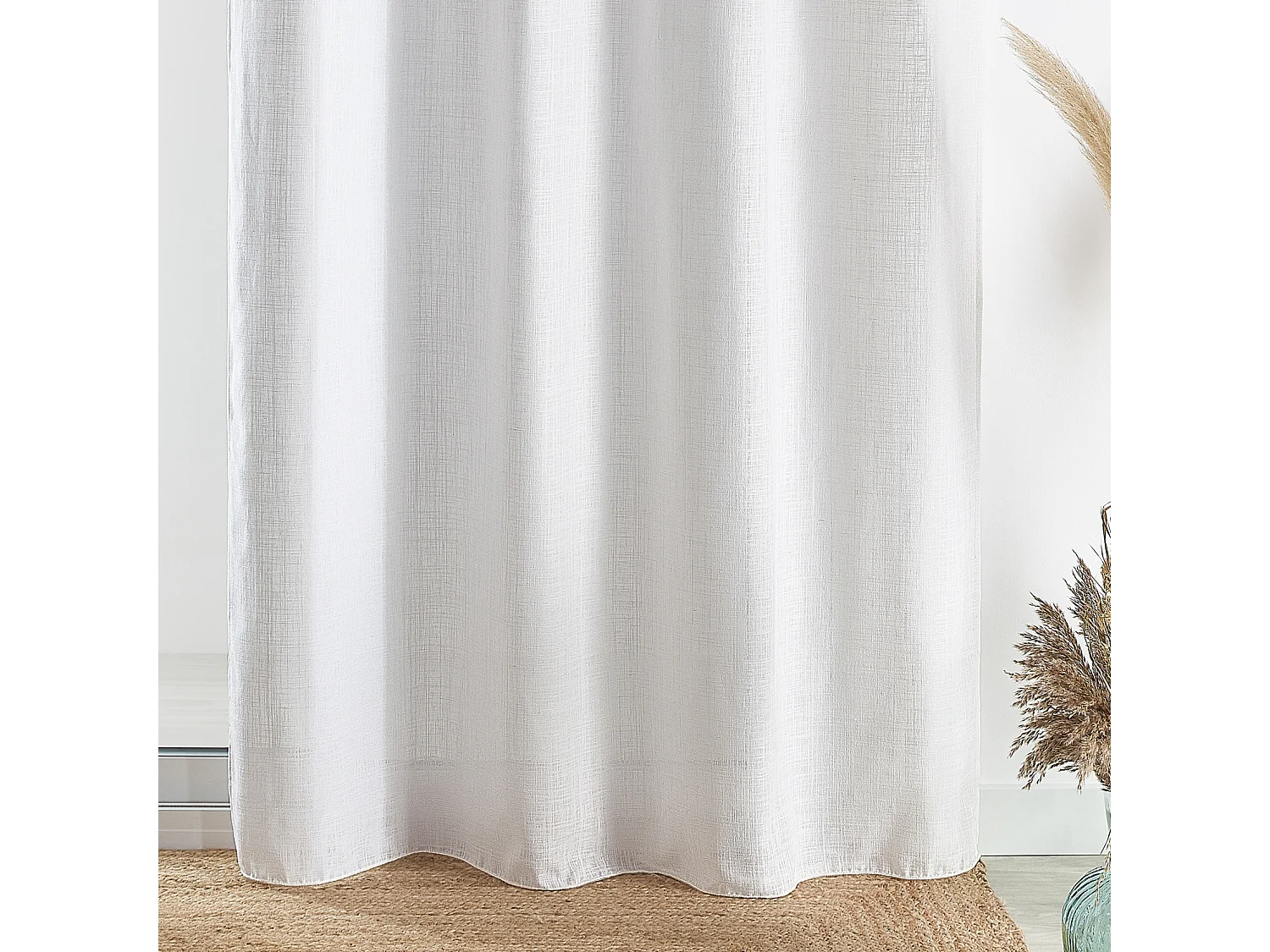 Voilage à oeillets uni en polycoton et lin