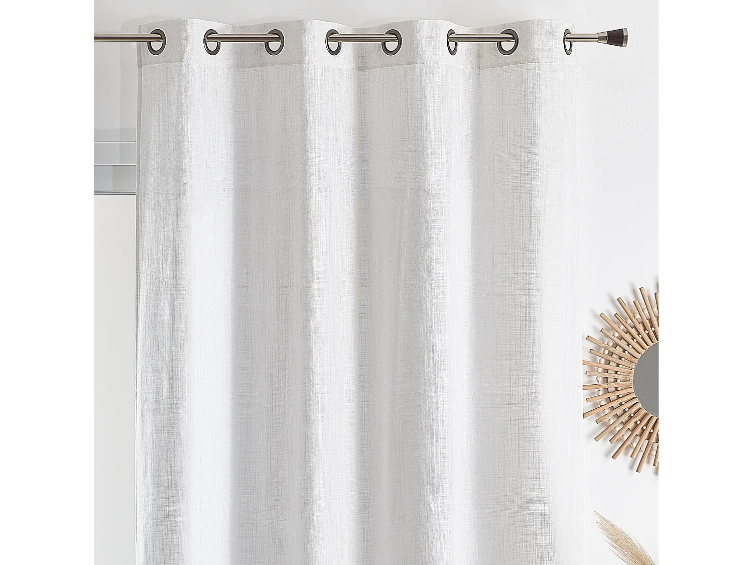 Voilage à oeillets uni en polycoton et lin