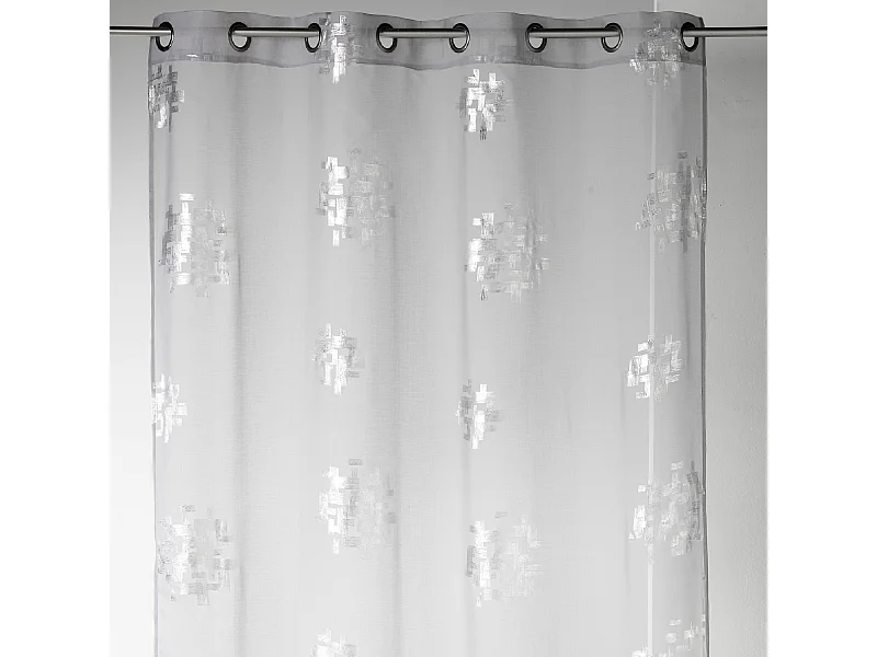 Voilage effet lin imprimés argentés