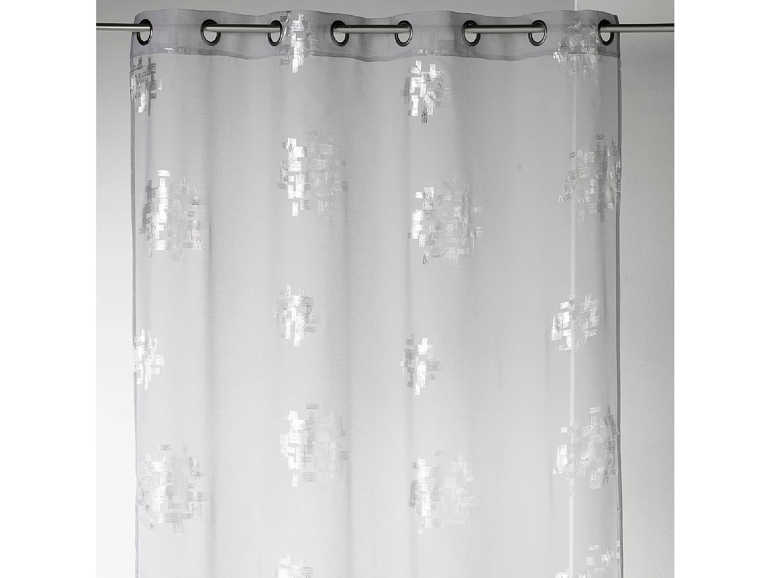 Voilage effet lin imprimés argentés