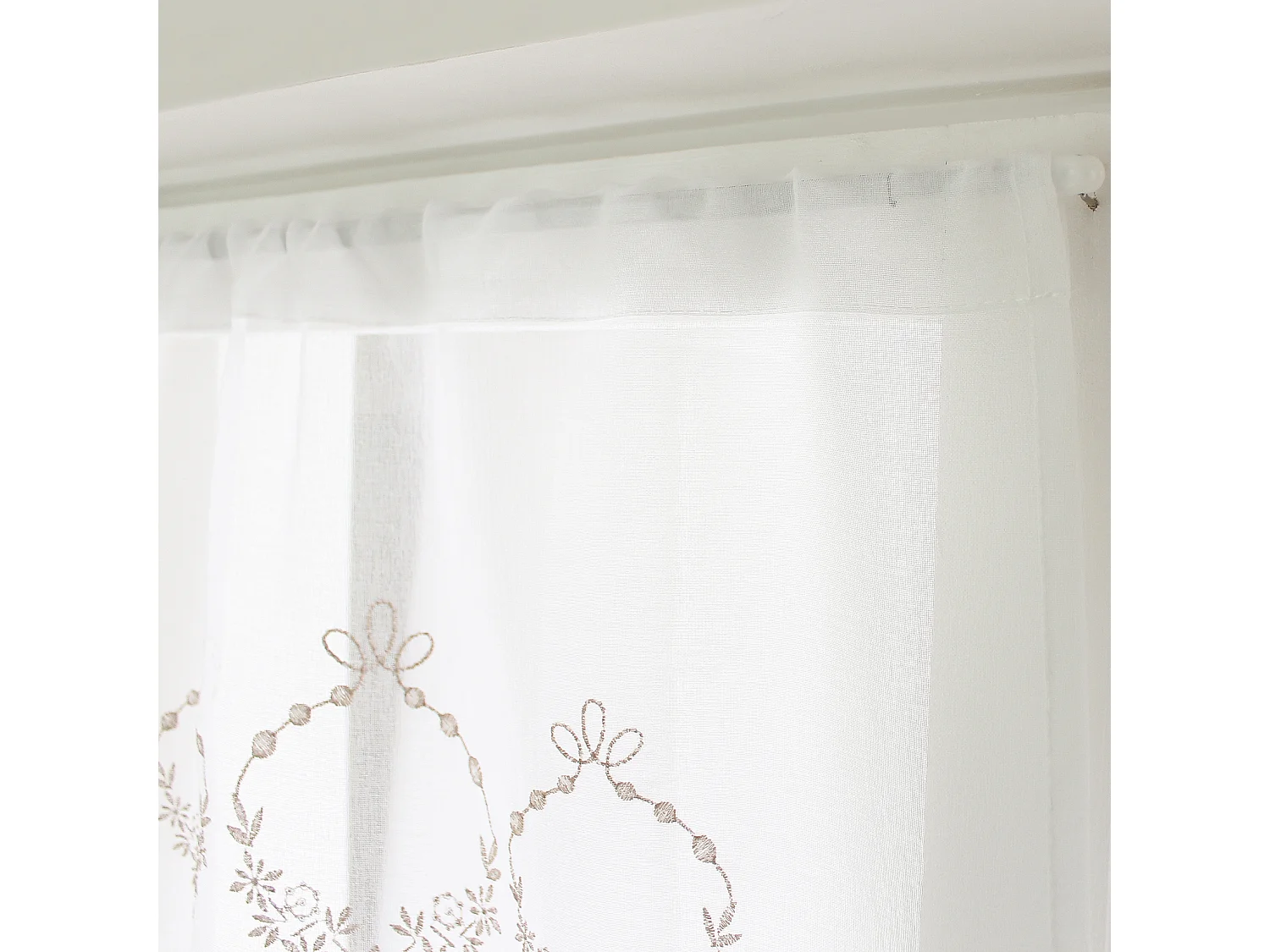 Paire de Voilages Brodés "Sara" 60x160cm Beige