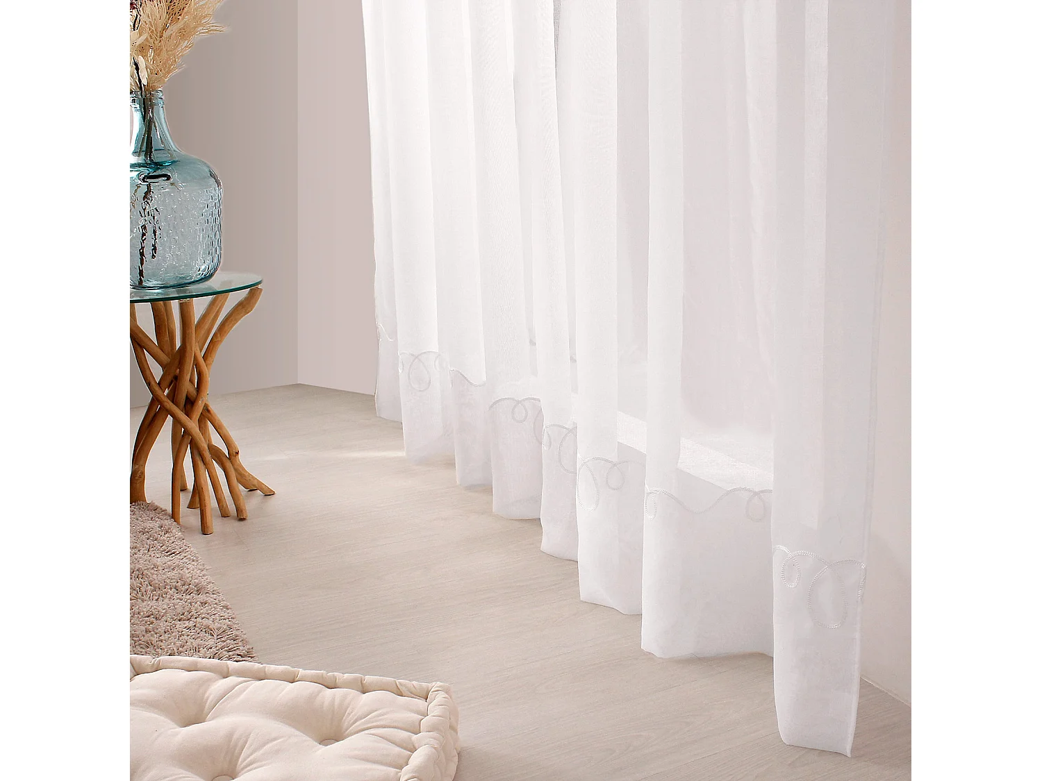 Rideau Voilage à Œillets "Cornely" 240x240cm Blanc