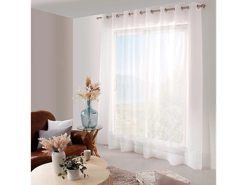 Rideau Voilage à Œillets "Cornely" 240x240cm Blanc