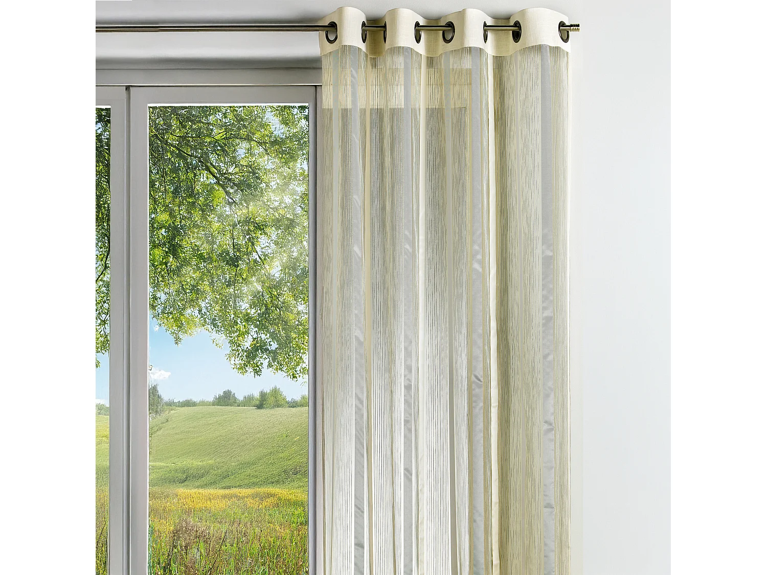 Rideau en organza à rayures verticales