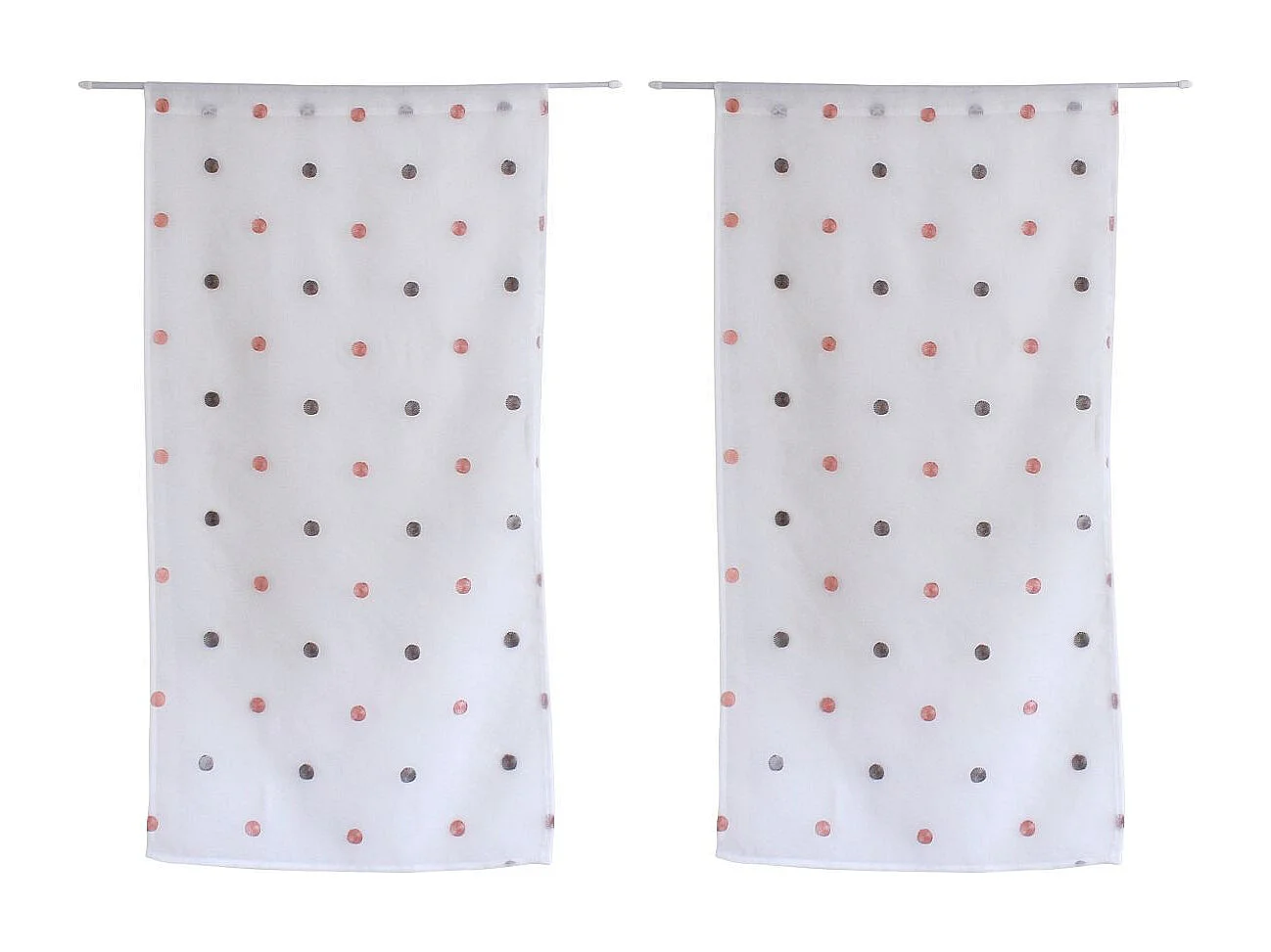 Paire de Voilages "Smarties" 60x120cm Gris & Rose