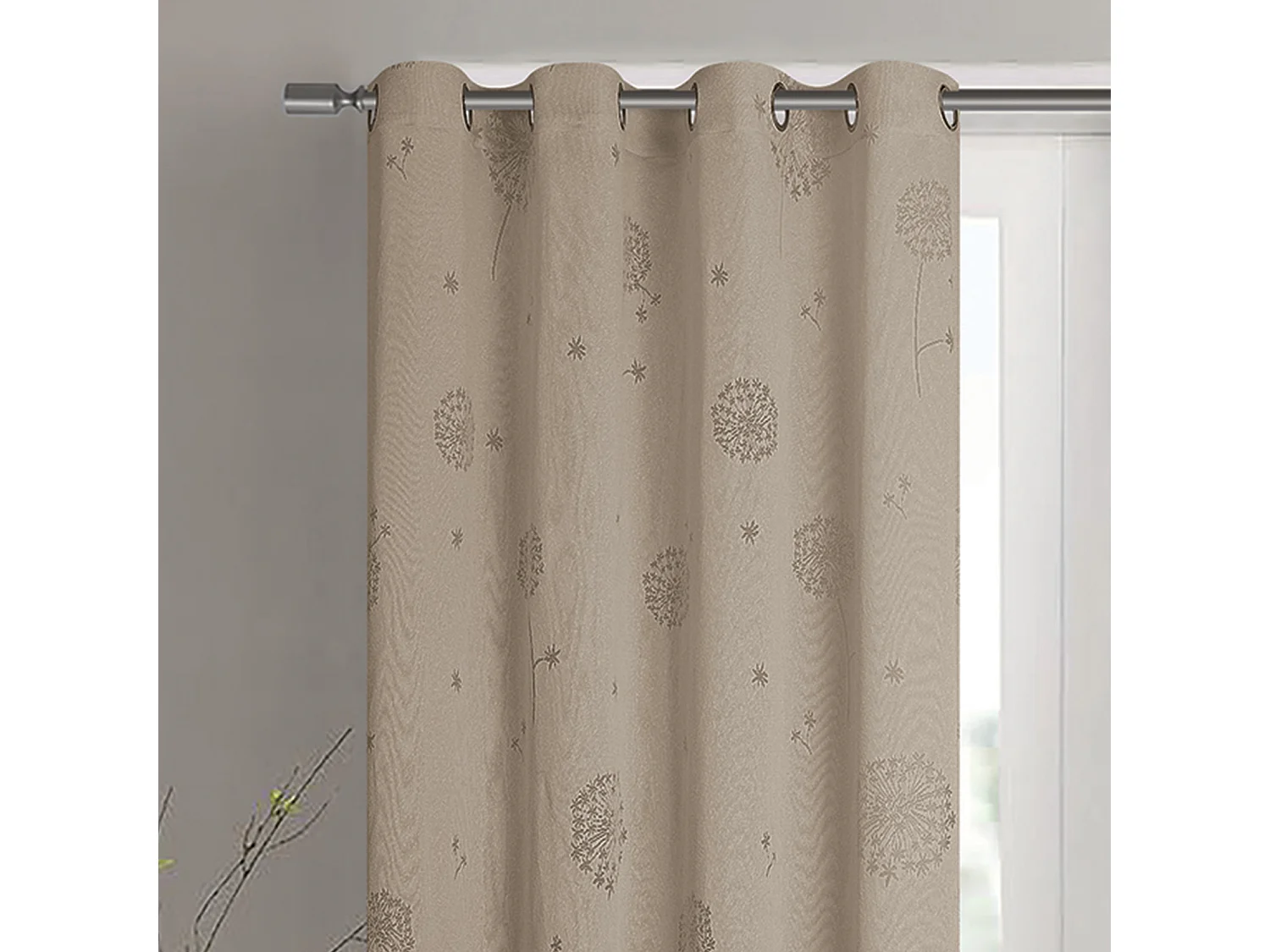 Paire de voilages à oeillets fleurs effet tissé