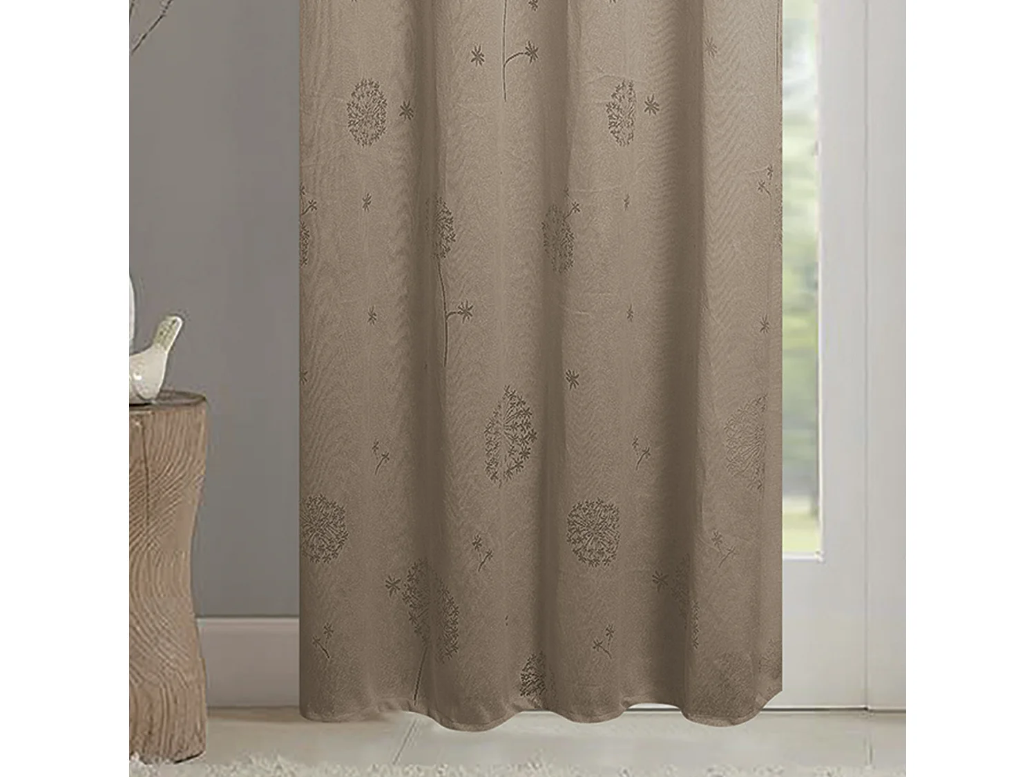 Paire de voilages à oeillets fleurs effet tissé