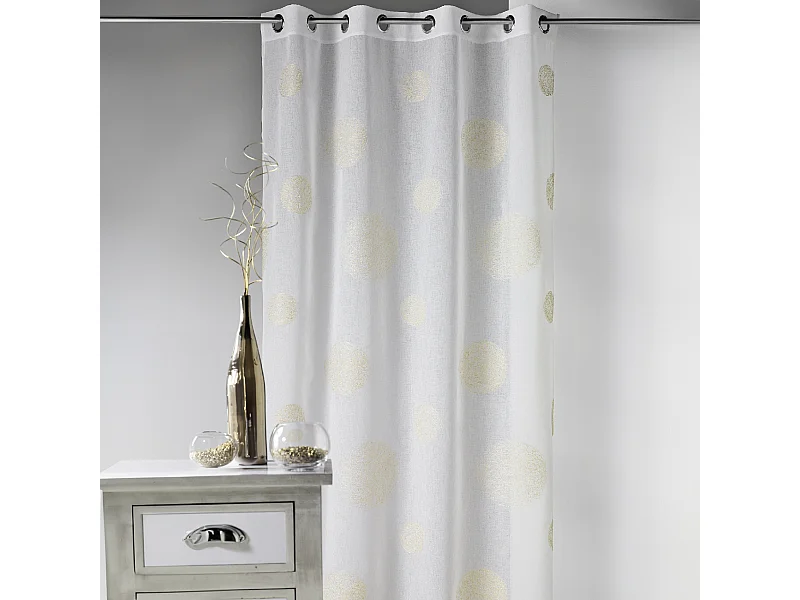 Voilage en Etamine Brodé ronds fils lurex brillants