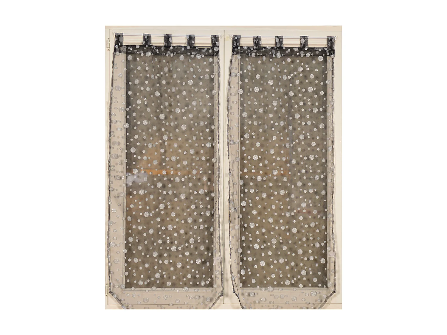 Paire de petits voilages à bulles argentées