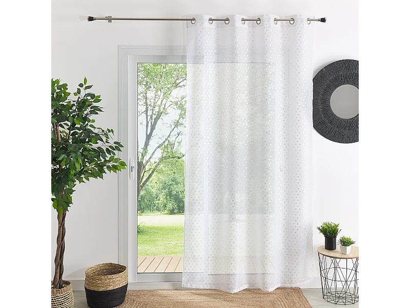 Vorhang aus Batist mit metallischen Punkten bedruckt