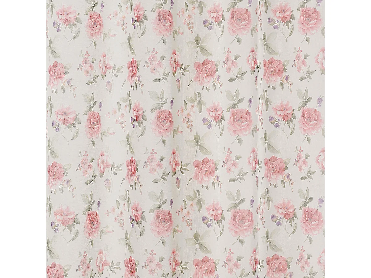 Voilage en poly/lin imprimé "rose"